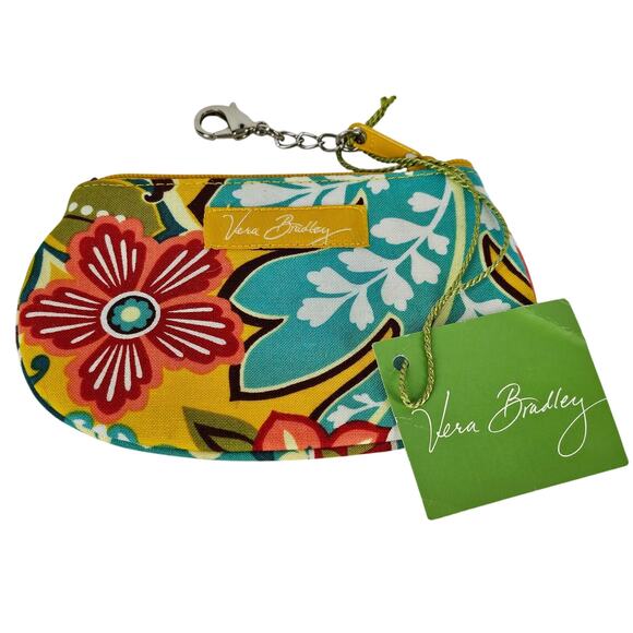 VERA BRADLEY FLORAL COIN PURSE POUCH WALLET 3" x 6" WITH ZIPPER CLOSURE - Picture 1 of 9